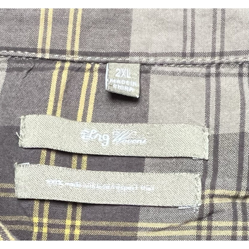LRG Branching Out Plaid Button Down Shirt Mens Size 2XL Brown Yellow Long Sleeve - Picture 4 of 10